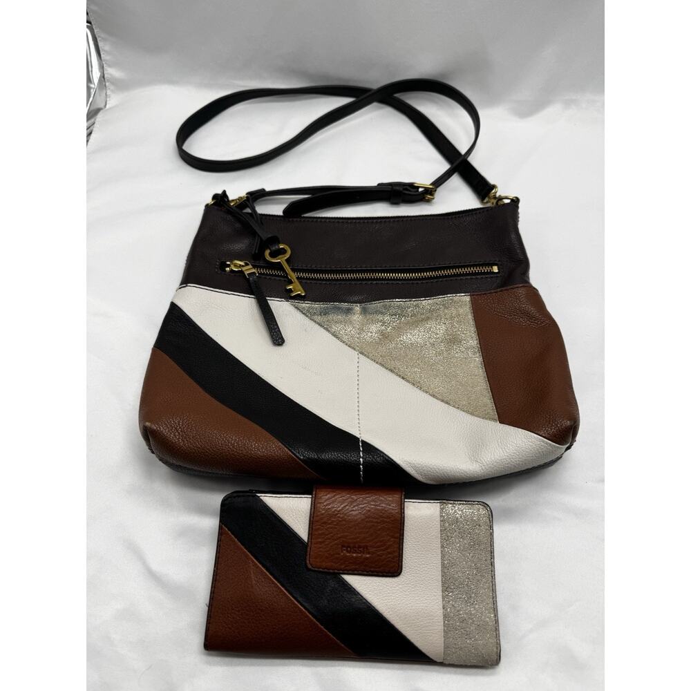 Fossil Fiona Color-Block Patchwork Leather Large … - image 4
